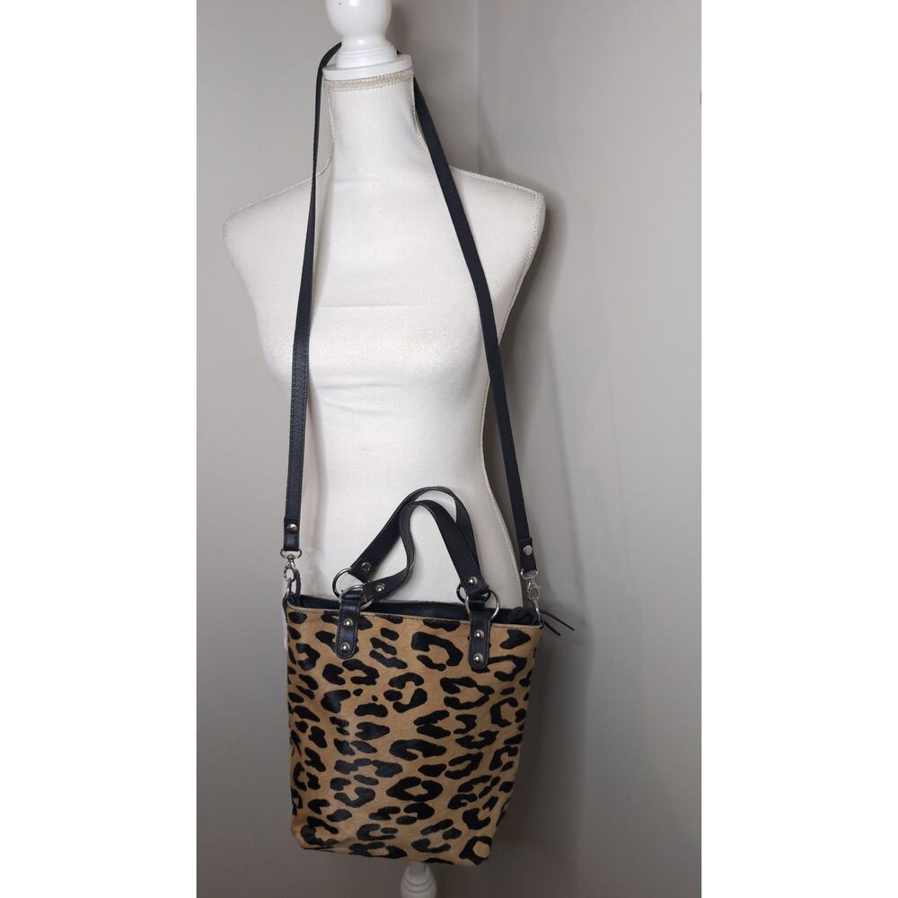 Maurizio Taiuti calf hair leopard leather convertible crossbody Italy - Picture 4 of 12